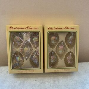 Christmas Classics Hand Decorated Glass Ornaments Set of 2 European Craftsman